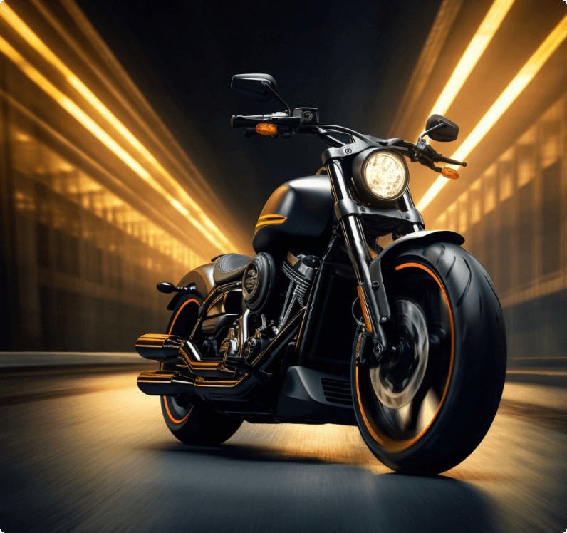 Motorcycle in dynamic setting