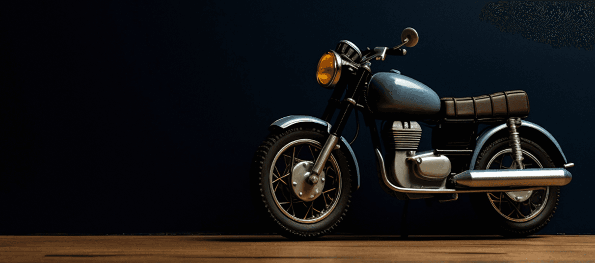 Classic motorcycle with illuminated headlight